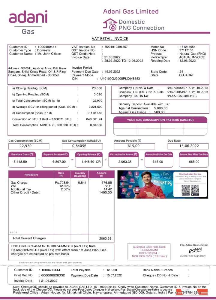 India Adani utility bill